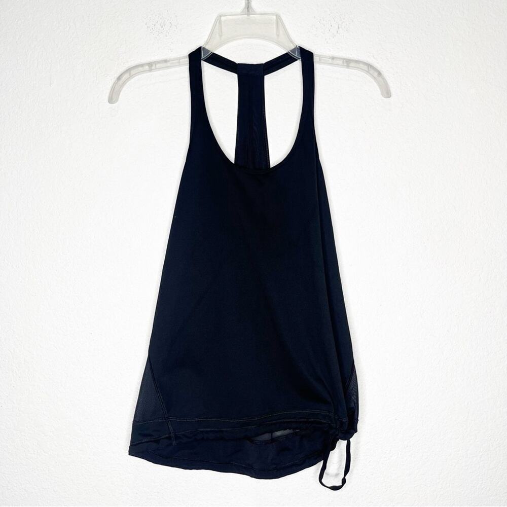 Lululemon Mesh Racerback Asymmetric Adjustable Hem Tank Top 6 Black Yoga